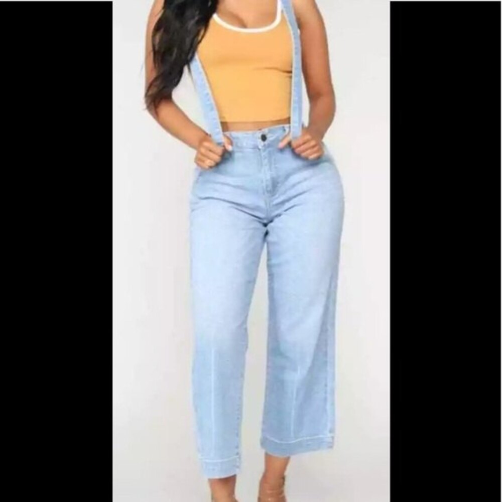 Fashion Nova Rhiannon Suspenders Jeans L NWT